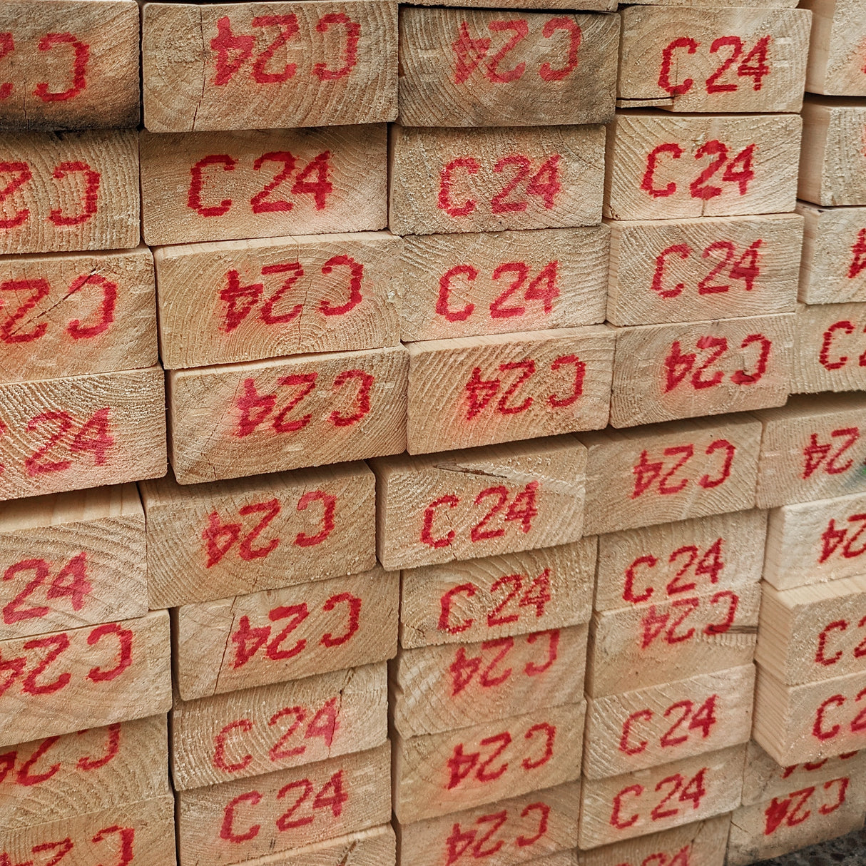 C24 timber stacked up