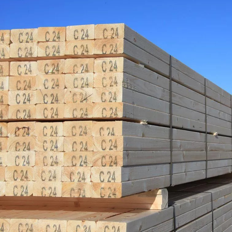 C24 treated timber stacked on a wagon