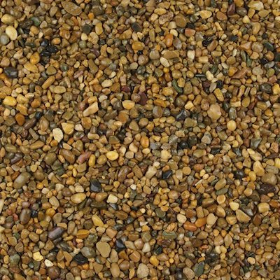 Multicolored gravel with various shades of brown, green, and black ideal for used for driveways and paths