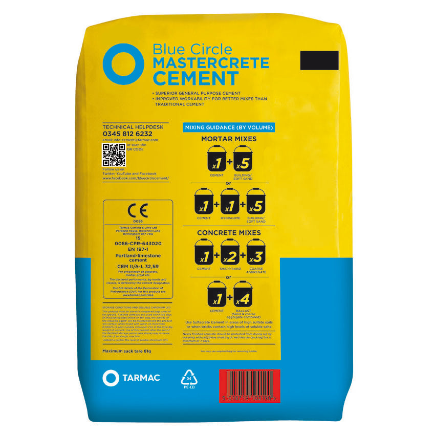 Blue Circle Mastercrete Grey Cement in Plastic Bag 25kg