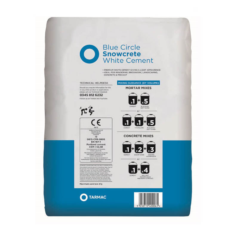 Blue Circle Snowcrete White Cement 25kg