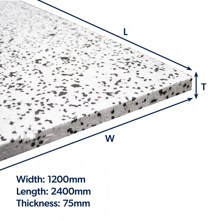 8 Boards x 75mm Jablite Jabfloor 70 Polystyrene Insulation - 2400x1200mm