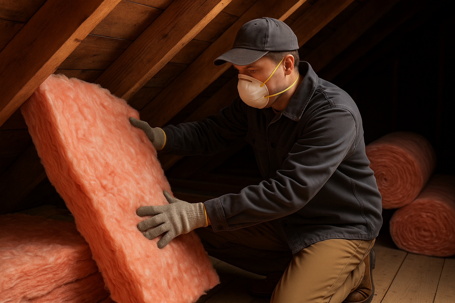 A man replacing Insulation