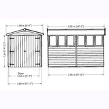 Shire Dip Treated Overlap Shed Double Door & Six Windows (10x6)