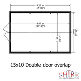 Shire Dip Treated Overlap Shed Double Door With Windows (10x15)