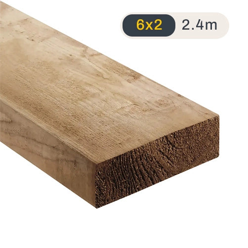 6x2 Treated Timber C24 Regularised Sawn Joist 47x150mm - 2.4m – DIY ...