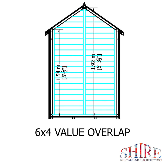 Shire Dip Treated Overlap Value Shed Single Door (6x4)
