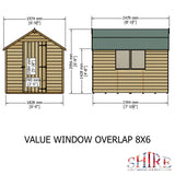 Shire Dip Treated Overlap Value Shed Single Door with Window (8x6)