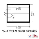 Shire Dip Treated Overlap Value Shed Double Door No Window (8x6)