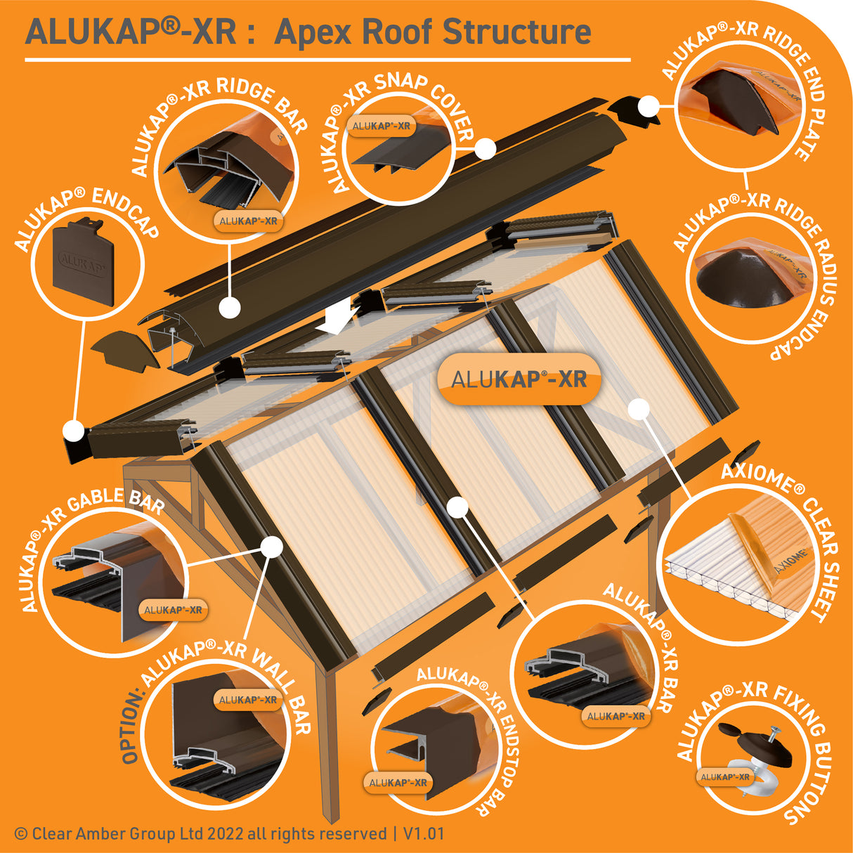 Alukap-XR 60mm Gable Bar - Inc. Rafter Gasket, Fixings & Endcap