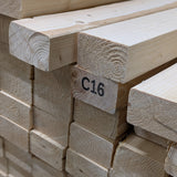 Bulk pack of Studwork and framing timber C16 in a  warehouse 