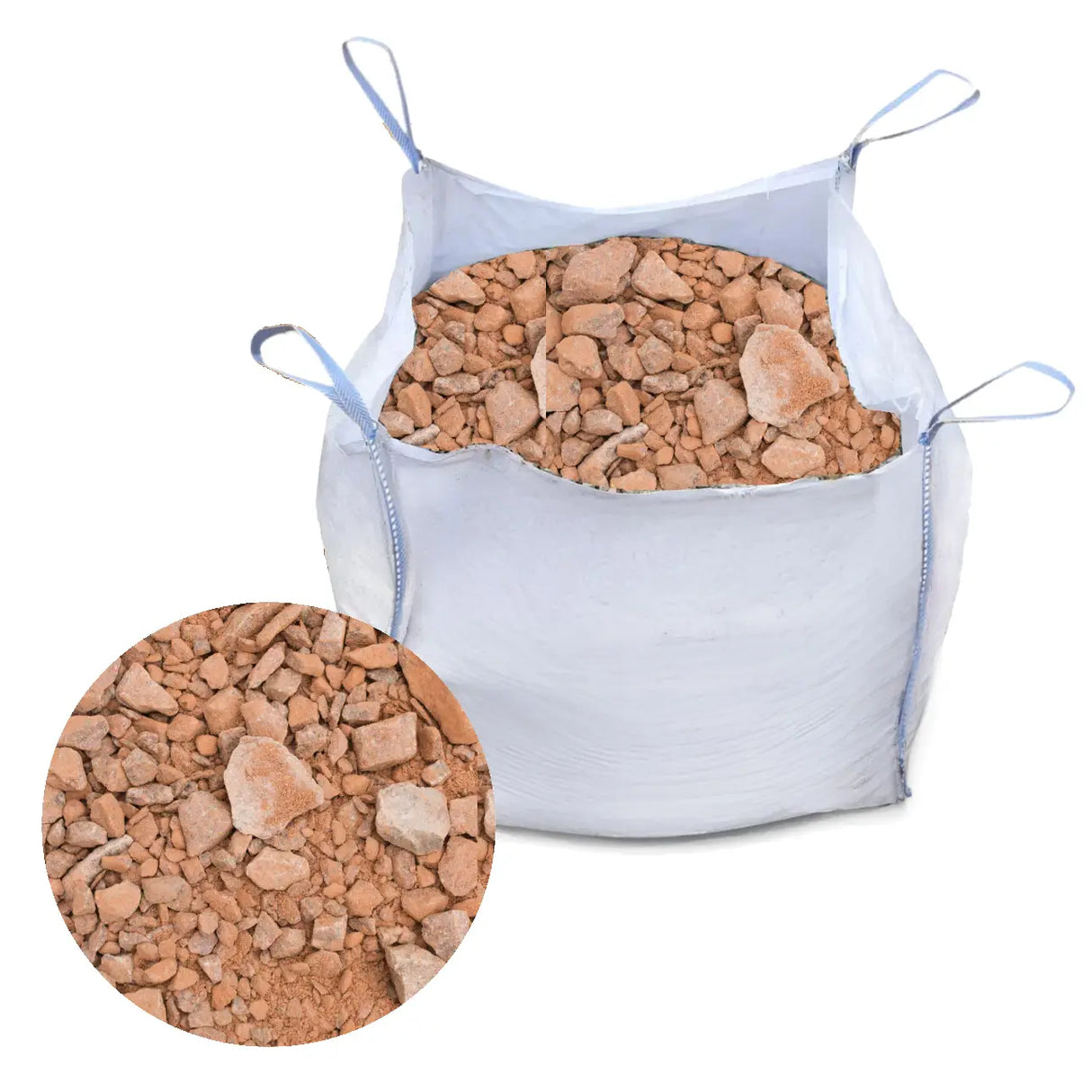 Big bulk bag filled with MOT Sub base aggregate used to create a solid, durable, and load-bearing foundation for driveways, patios, paths, and roads.