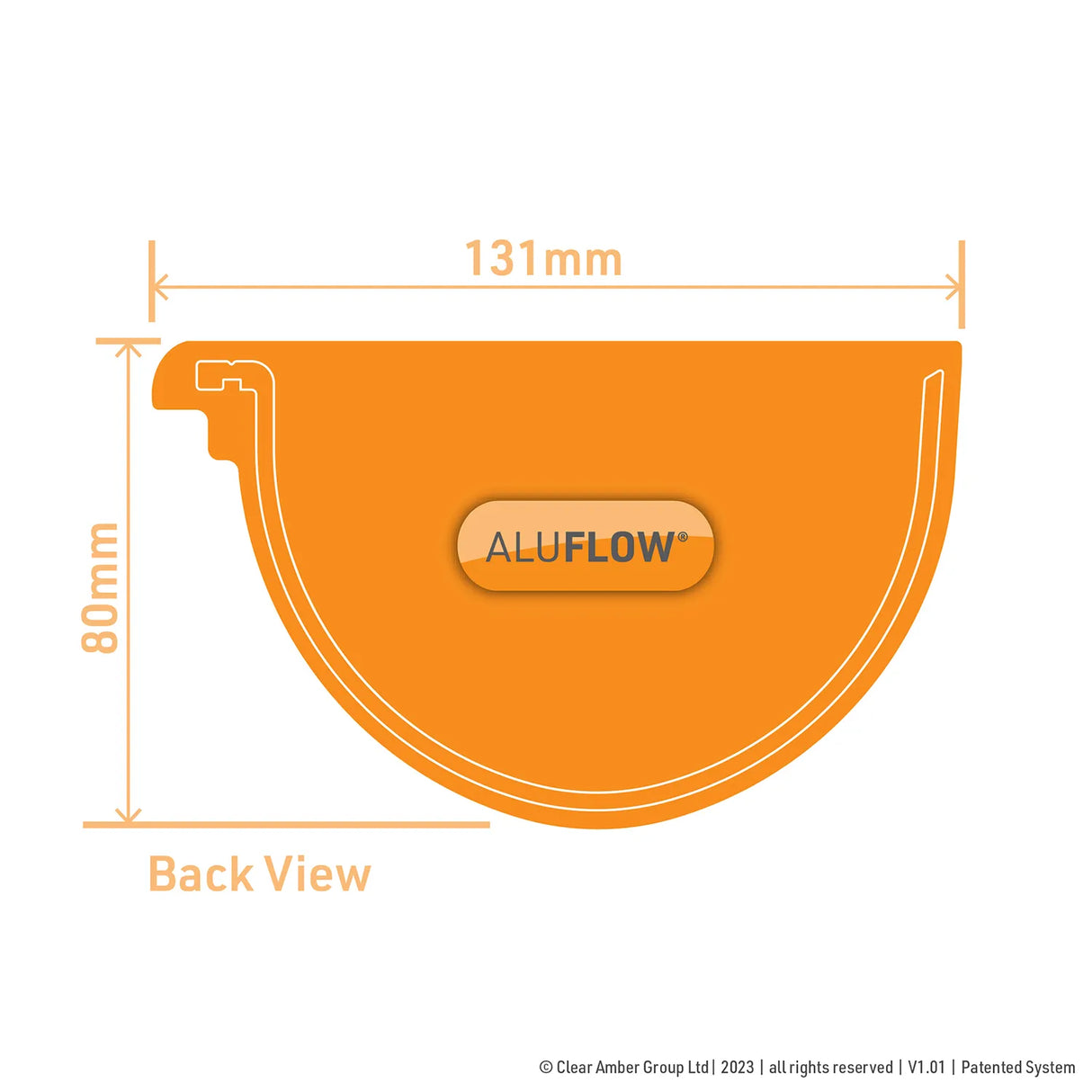 aluflow-gutter-stopend-measurements-131mm-width-80mm-deep